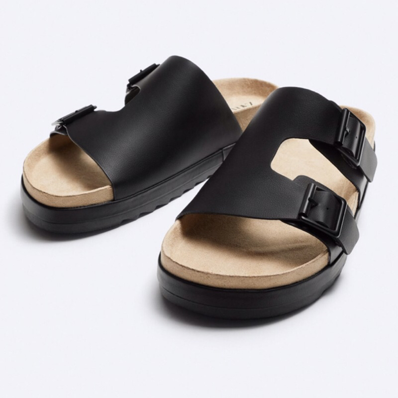 ZARA Men Sandal Double Strap Sendal Pria Black