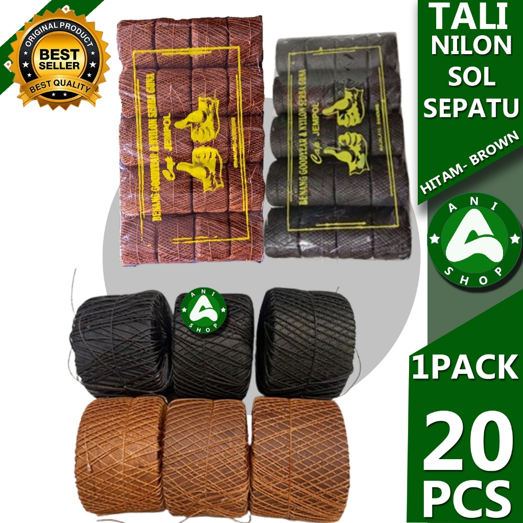 

TALI NILON BENANG SOL SEPATU WARNA HITAM - BROWN 1 PACK ISI 20 PCS ani shopp