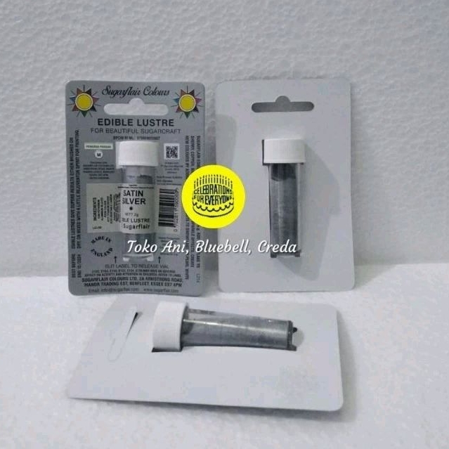 

Sugarflair Edible Lustre Color Dust Satin Silver, Botol 2gr ( E107)
