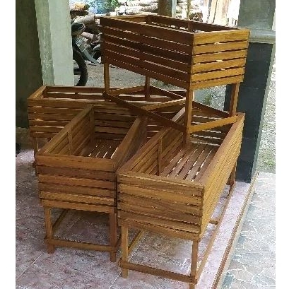 Standing Pot / Kotak pot Kayu Bahan kayu keras