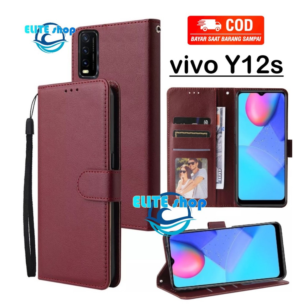Flip Case VIVO Y12S 2021 Case Wallet Kulit Casing Dompet Case Wallet Leather Flip Case VIVO Y12S 202