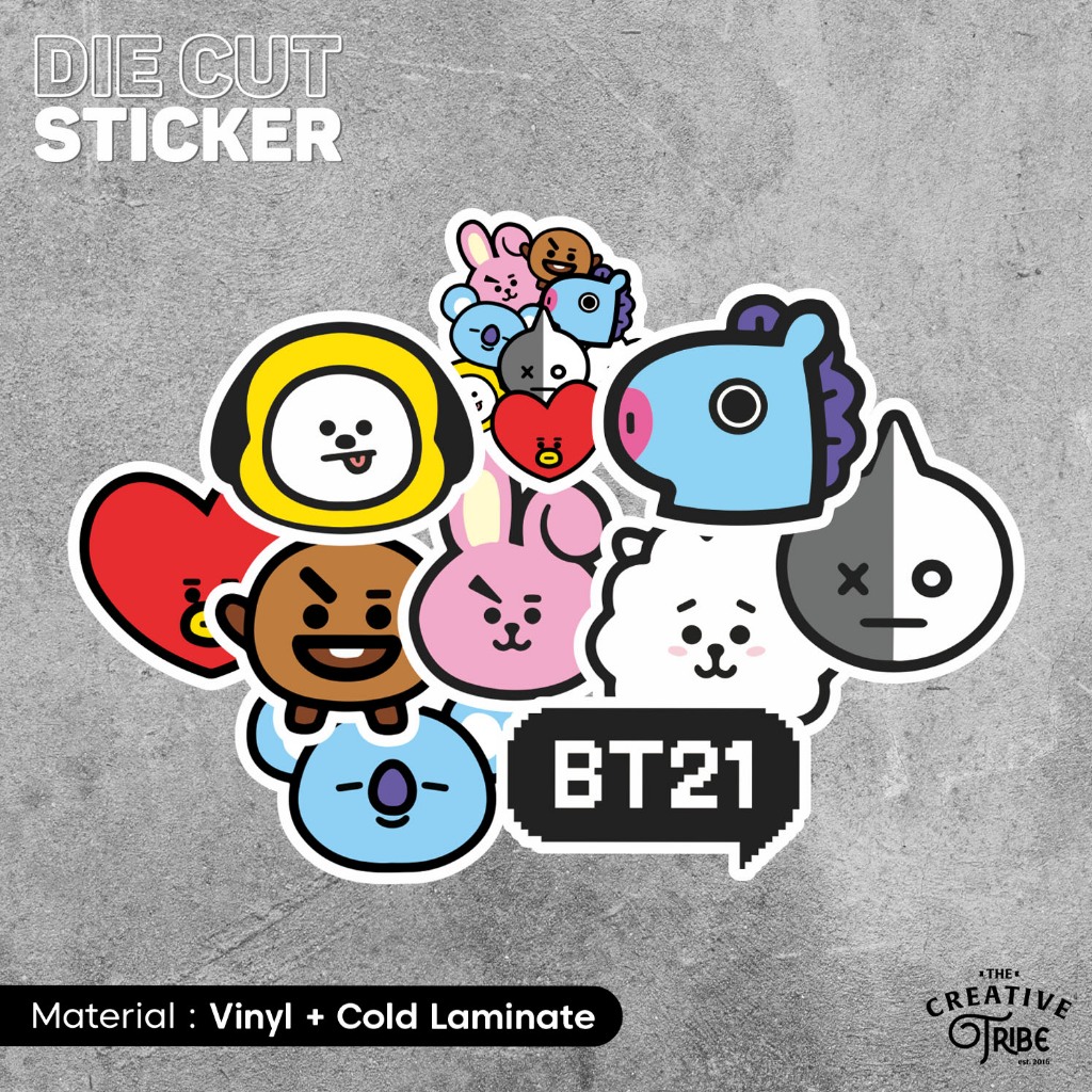 

BT21 - Sticker Vinyl Die Cut - Stiker Laptop Motor Mobil Botol Slap Korea BTS Kpop