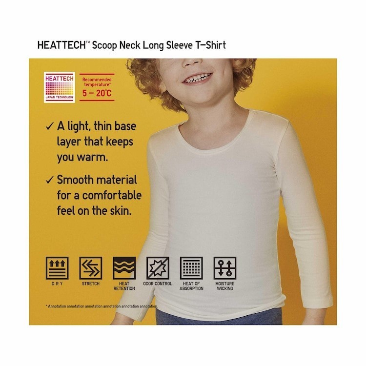 UNIQLO BABY HEATTECH T-Shirt Kerah U Neck Long John Bayi Base Layer