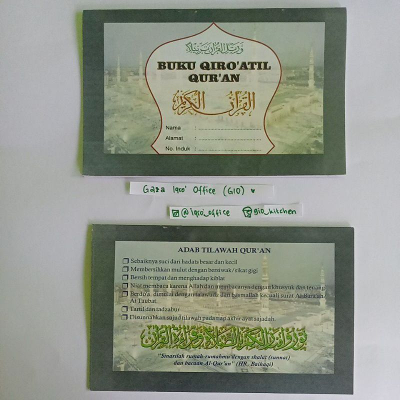 

Buku Qiroatil Qur'an - Buku Catatan Mengaji Al-Qur'an Santri TPA/TPQ