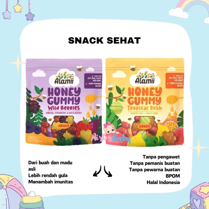 

ALAMII HONEY GUMMY SNACK SEHAT SNACK ANAK CEMILAN ANAK PERMEN MADU PERMEN YUPI SNACK BUAH