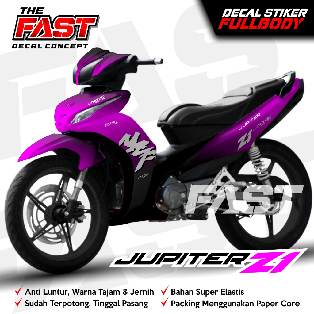Stiker Decal Motor Jupiter Z1 Fullbody Bunglon Dua Warna Hitam Polos Simpel Striping Yamaha Jupiter 
