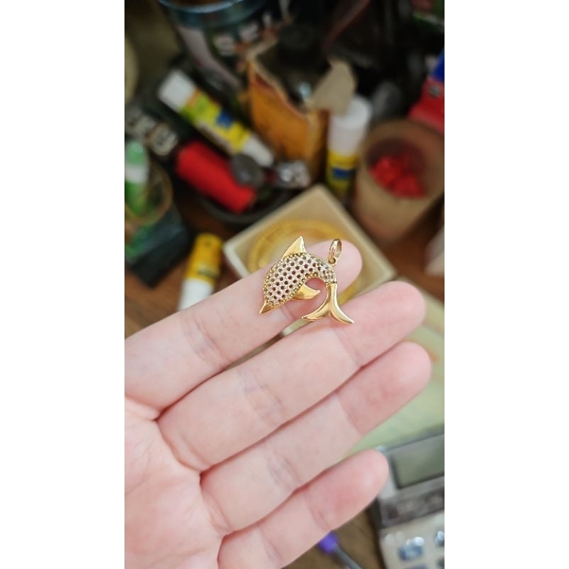 liontin bandul kalung emas asli 700 70% 16k kupu lumba angsa burung hantu batu warna