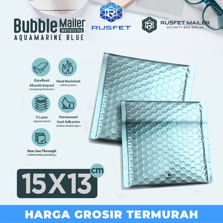 

AMPLOP BUBBLE MURAH|BUBBLE MAILER|BUBBLE PACKING LIGHT BLUE METAL15X13