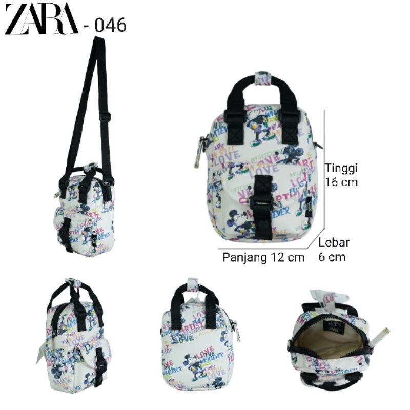 Tas Selempang Zara 046 Zara Kids X Disney 100 Mickey Mouse kualitas Import Bagus
