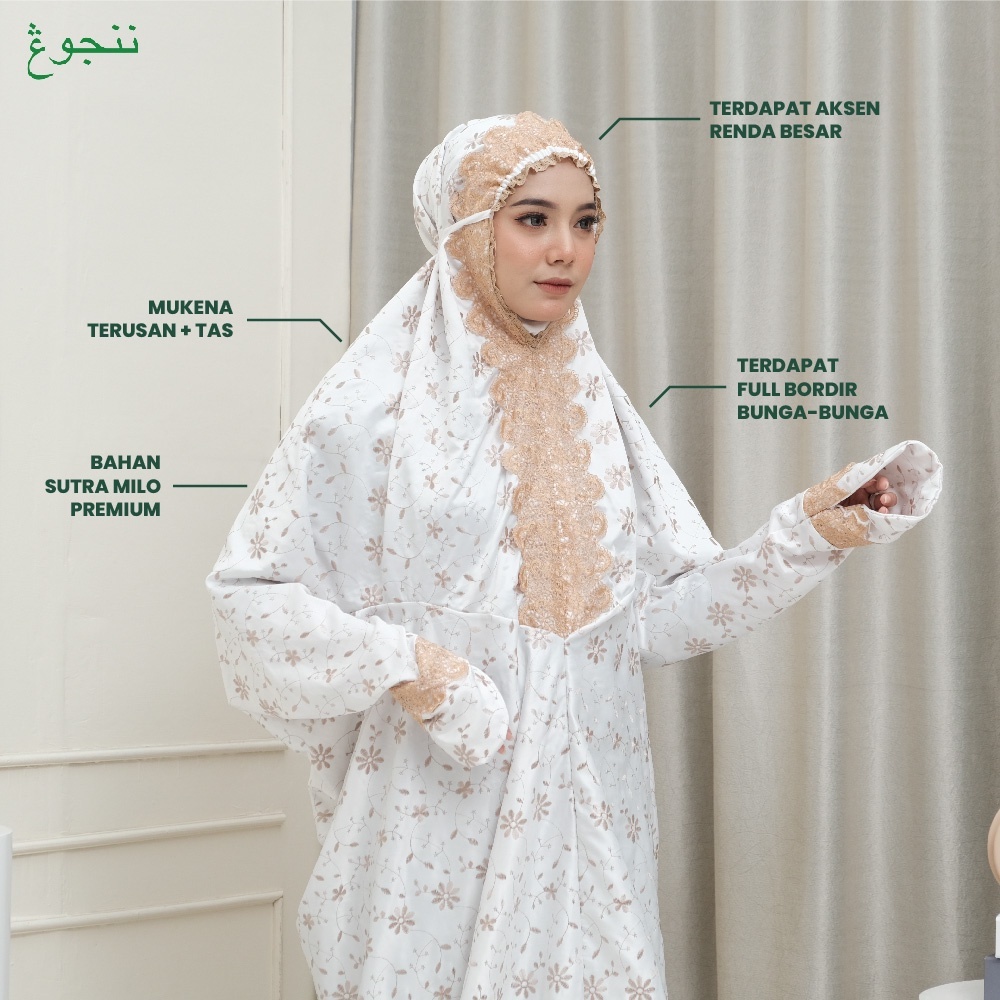 Mukena Wanita Dewasa Prada Terusan Bahan Sutra Milo Premium