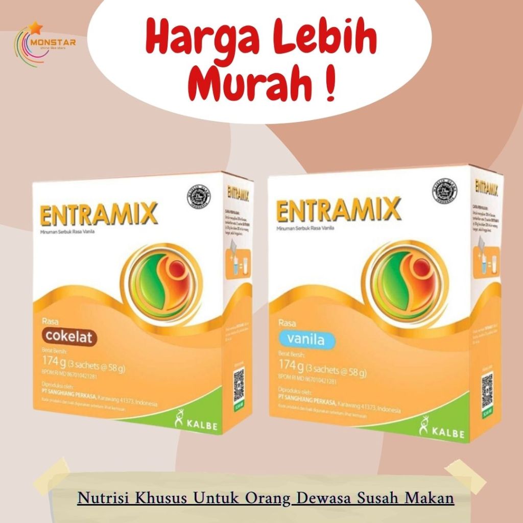 

MONSTAR - SUSU ENTRAMIX VANILA COKLAT 185gr 175gr SUSU LANSIA SUSAH MAKAN