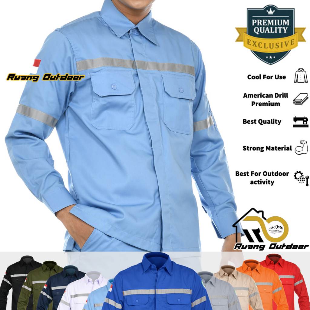KEMEJA ATASAN WEARPACK BAJU SAFETY K3 OUTDOOR PREMIUM LENGAN PANJANG - Seragam Kerja Lapangan Proyek