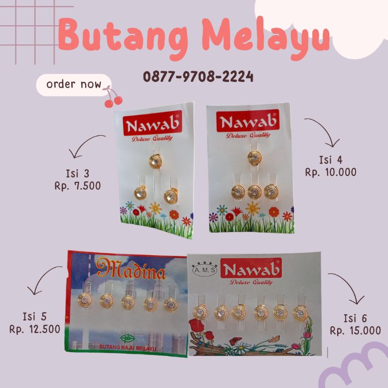 Butang Kancing Baju Melayu Malaysia (Tanpa Rantai)