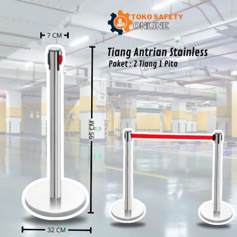 

Tiang Antrian Stainless Lengkap Dengan Pita Antrian 2 Meter - Tiang Antrian Pembatas Bank - Pita Tiang Antrian Pembatas