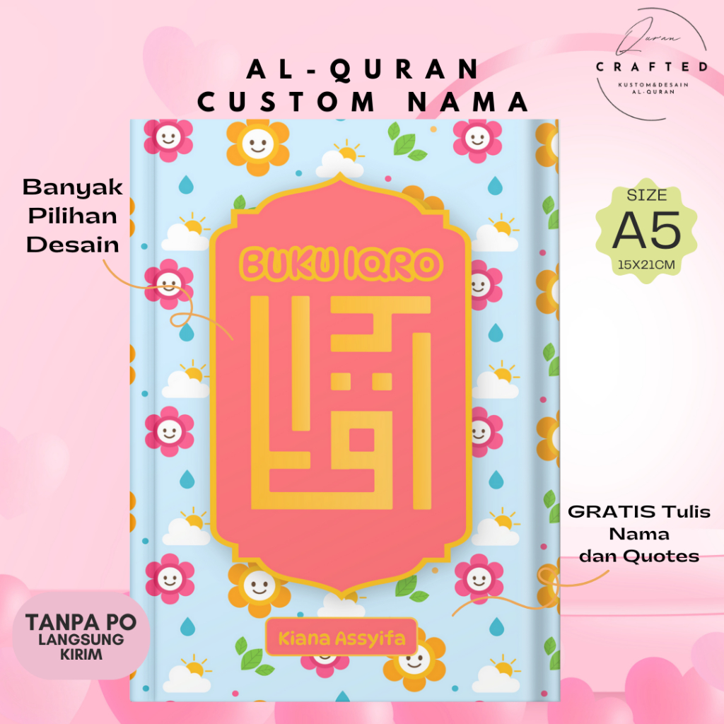 Derosa Quran Iqra Soft Cover Anak Custom Nama | Iqra Soft Cover Custom | Iqra Custom | Iqra Hadiah A