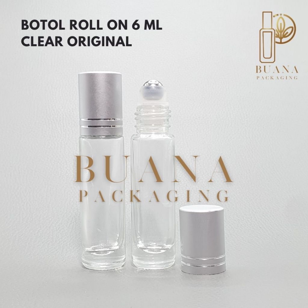 Botol Roll On 6 ml Clear Original Tutup Stainles Silver Matte Bola Stainles / Botol Roll On / Botol Kaca / Parfum Roll On / Botol Parfum / Botol Parfume Refill / Roll On 10 ml
