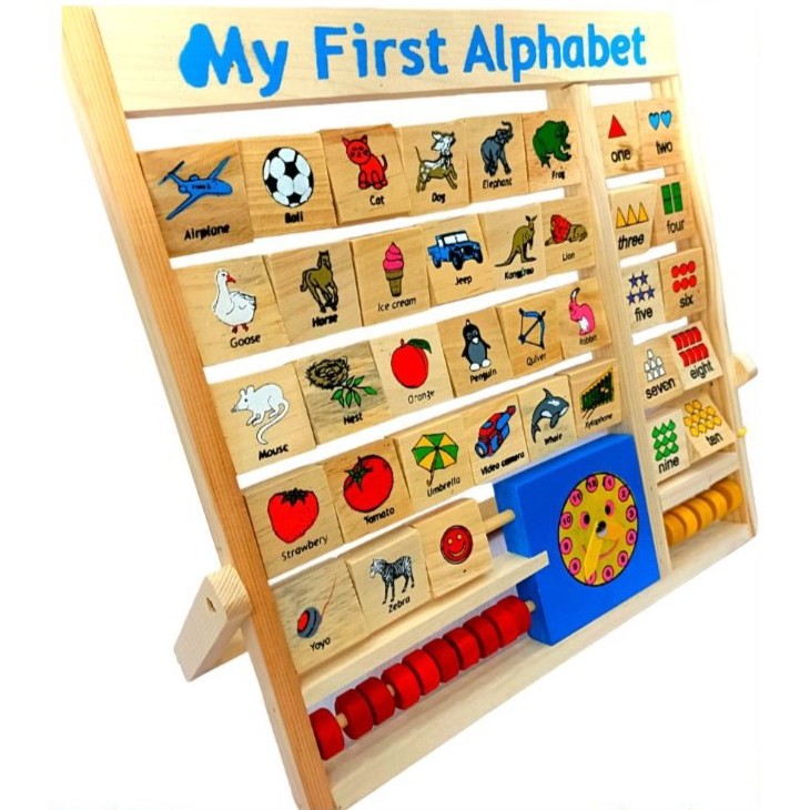 Mainan Kayu Edukasi Putar / Edukasi Anak Mainan Kayu First Alphabet / Edukasi Huruf Alphabet