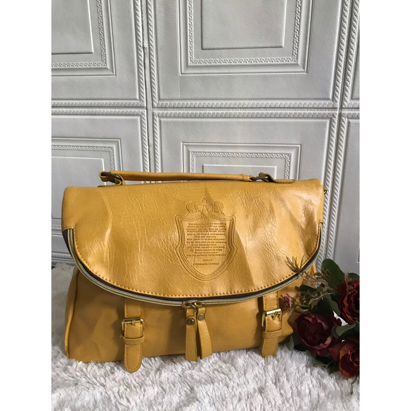 Tas Kulit Asli | Tas Wanita | Tas Warna Kuning | Tas Kekinian | Hand Bag | Handleg Bag