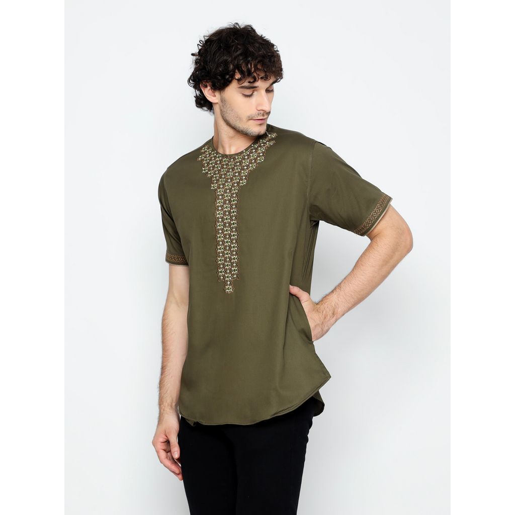 BAJU KOKO ALACHWAN ZAYN OLIVE / HIJAU COUPLE AYAH ANAK TANGAN PENDEK ADA SIZE JUMBO