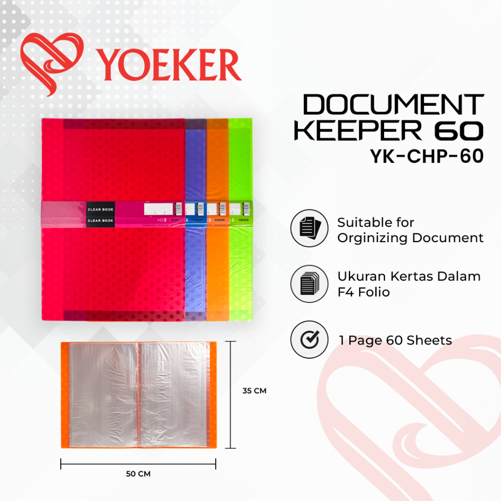 

(1 PCS) Dokumen Keeper Folio Clear Holder 60 Yoeker