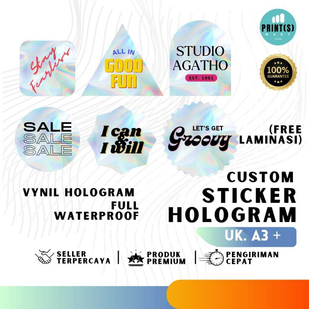 

Stiker Hologram Custom Print & Cut, Hologram Print & Cut Sticker, (A3+)