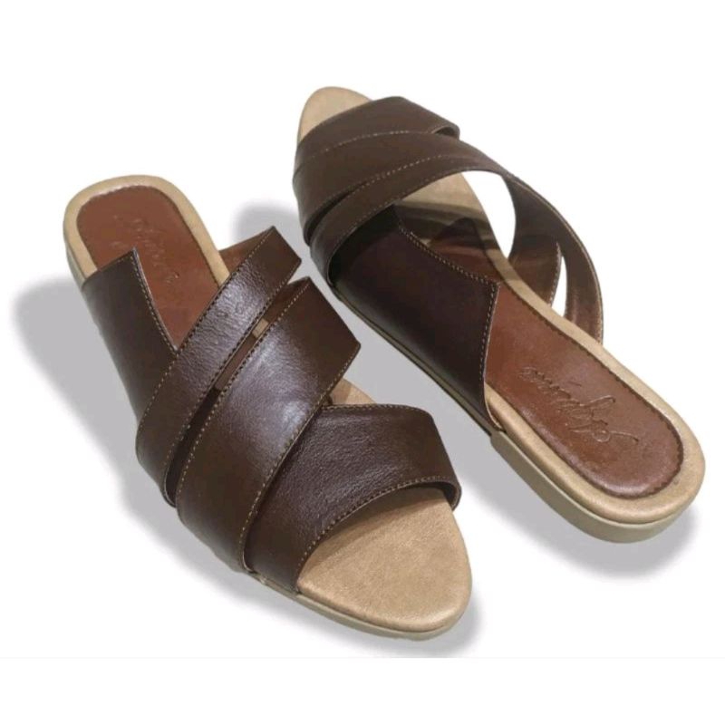 sandal tutong wanita kulit asli sukaregang leather