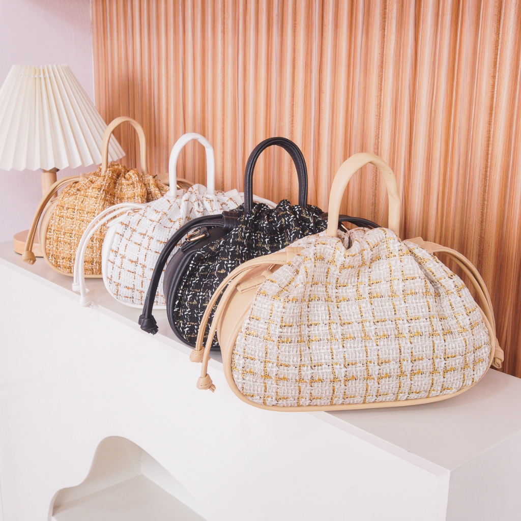 SweetSally - Viana Tas Selempang Wanita / Tas Serut Kanvas Premium