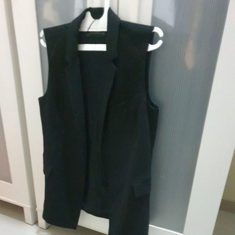 preloved zara woman outer vest ori blazer black outerwear rompi second bekas original store branded