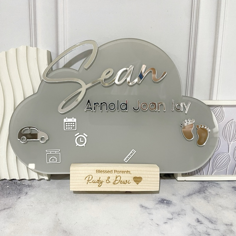 JEANICE HOSPITAL BOARD BABY ACRYLIC WOOD | PAPAN NAMA BAYI | DEKORASI KAMAR BAYI