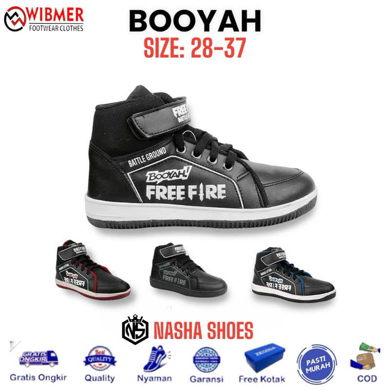 SEPATU SEKOLAH ANAK TK / SEPATU BOOT HITAM ANAK / SEPATU FREE FIRE ANAK HITAM / SEPATU BOOT ANAK SD