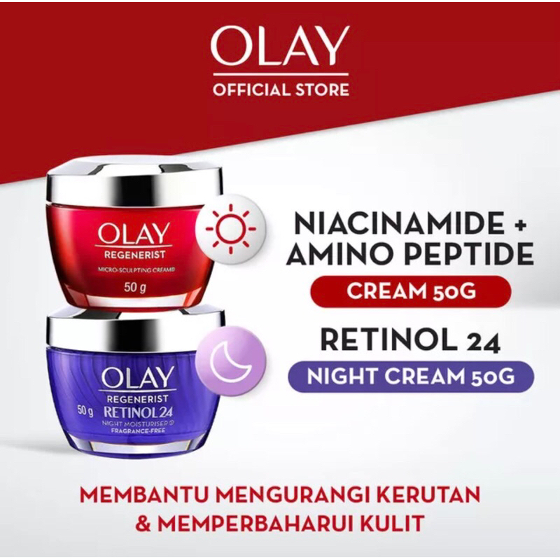 (PROMO) OLAY SET ANTI AGING OLAY REGENERIST DAY CREAM 50g + RETINOL NIGHT CREAM 50g