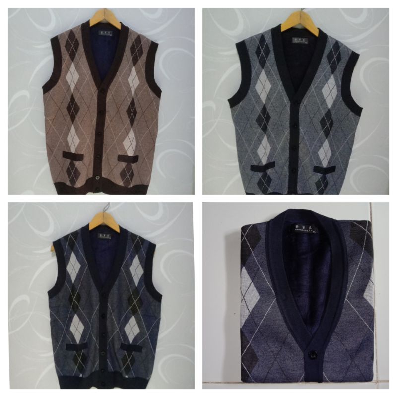 Size Jumbo / Rompi Rajut Pria / Rompi Krah V Import / Vest Rajut