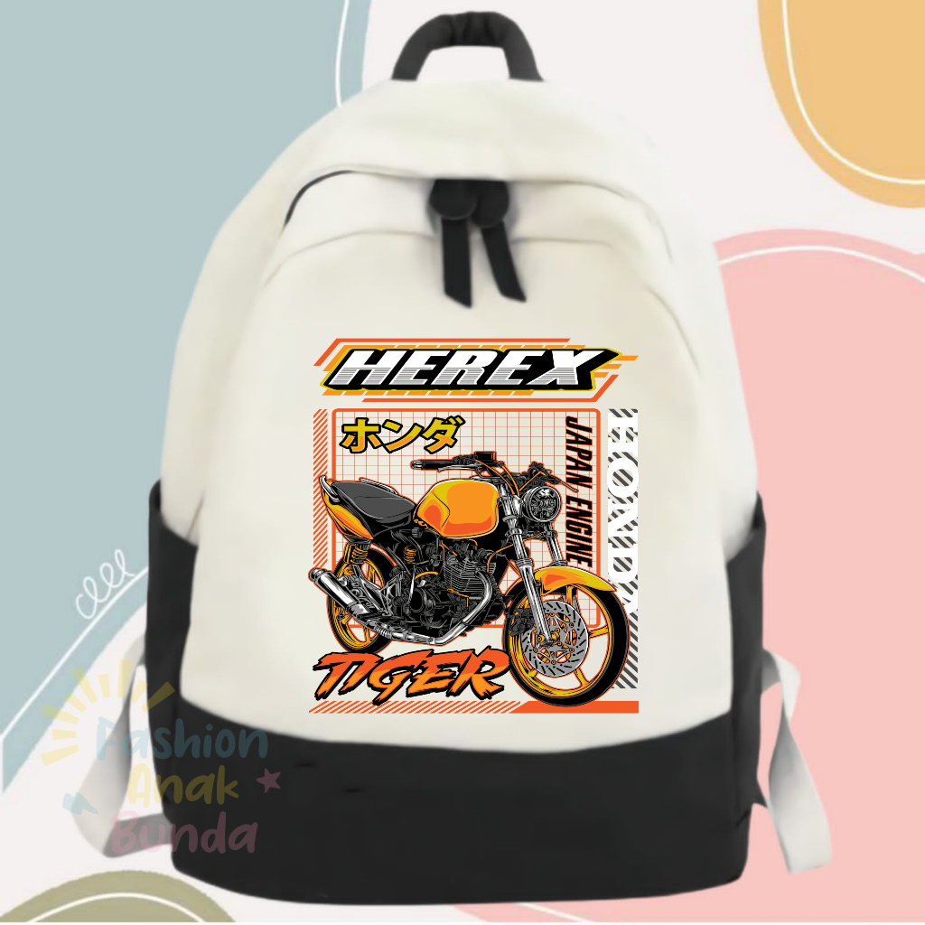BACKPACK Tas Ransel Anak Sekolah TK SD Motif Motor Honda Tiger Herex Terbaru Free Nama