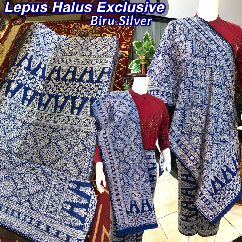 Songket Lepus Halus Exclusive ORI warna Biru Silver  /songket tenun asli palembang /ilham songket pa