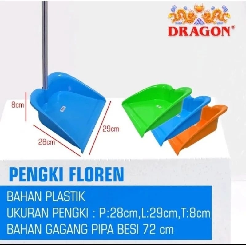 Pengki Floren / Cikrak Plastik DRAGON Gagang Pipa Besi