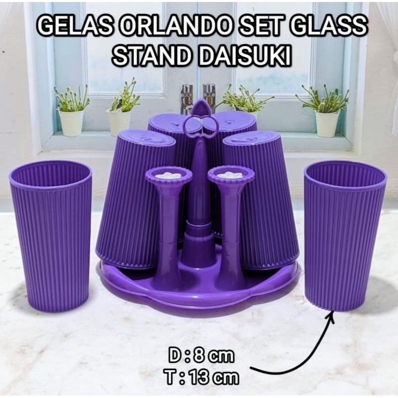 Gelas Orlando Set Glass Stand Daisuki
