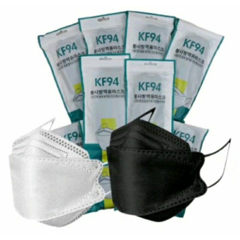 (10 pcs) Masker Kf94 warna Hitam Putih // Masker kf94