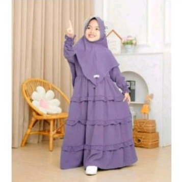 gamis anak usia4-17tahun/gamis syari anak set hijab/gamis anak free hijab/gamis trendy anak cewek te