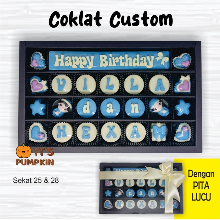 

COKLAT Sekat 25/28 CUSTOM Premium / Coklat Hadiah Custom kalimat | 2-3 hari pengerjaan
