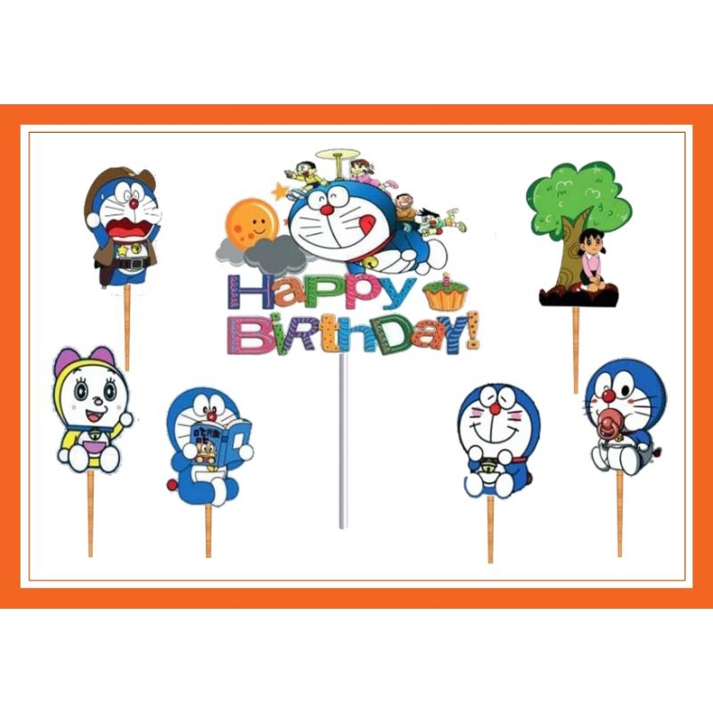 TOPER KARAKTER DORAEMON HIASAN TUSUK KUE ULANG TAHUN