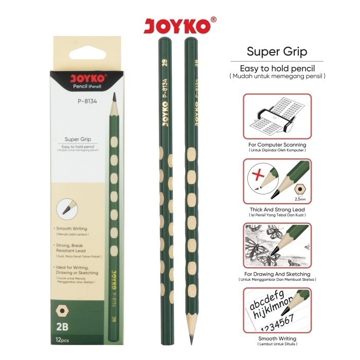 

(PERLUSIN) Pencil Pensil Joyko P-8134 Super Grid 2B 1 Box 12 Pcs