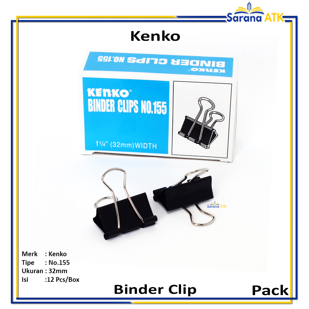 

Kenko - Binder Clip No.155 Penjepit Kertas - Pack