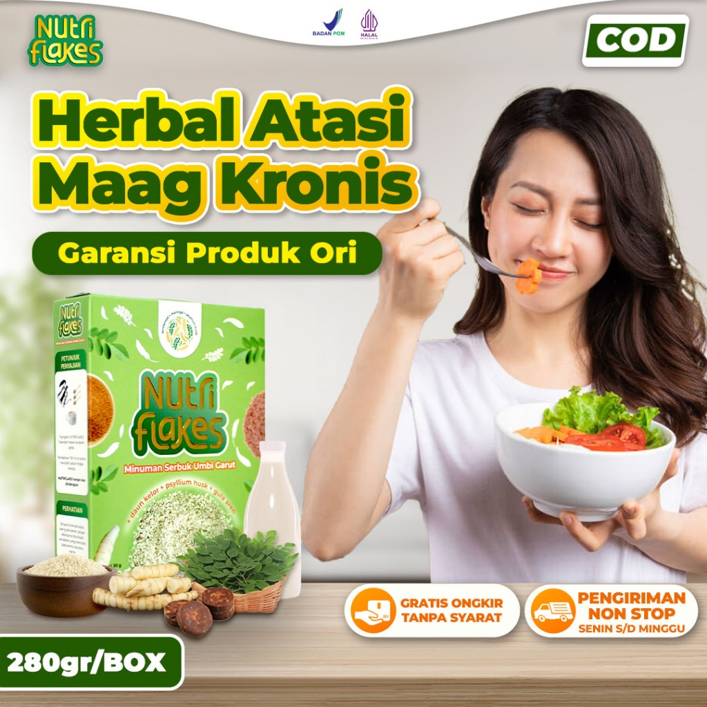 

Nutriflakes Original Sereal Umbi Garut - Minuman Sehat Menyembuhkan Sakit Asam Lambung Tanpa Obat Kimia 280gram
