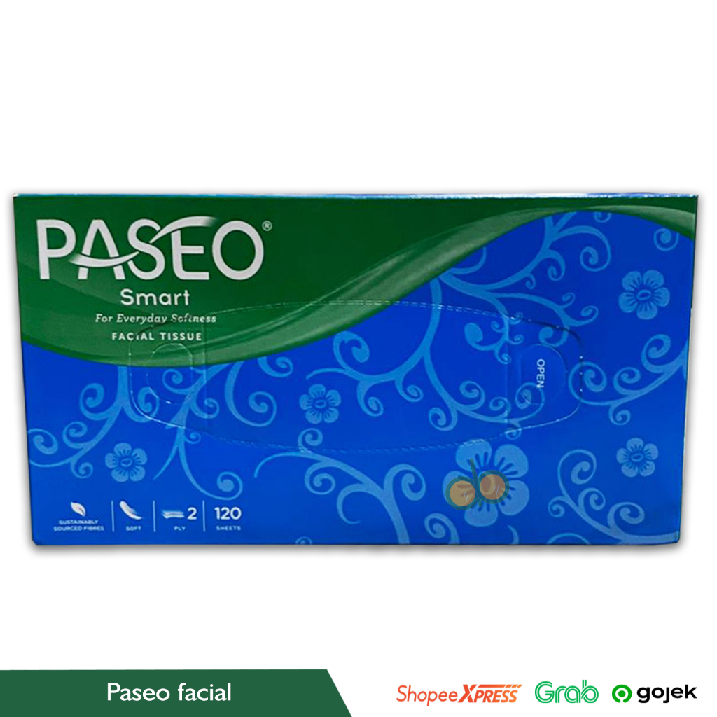 Paseo smart facial tissue 120 sheet hard pack kemasan box 2 ply