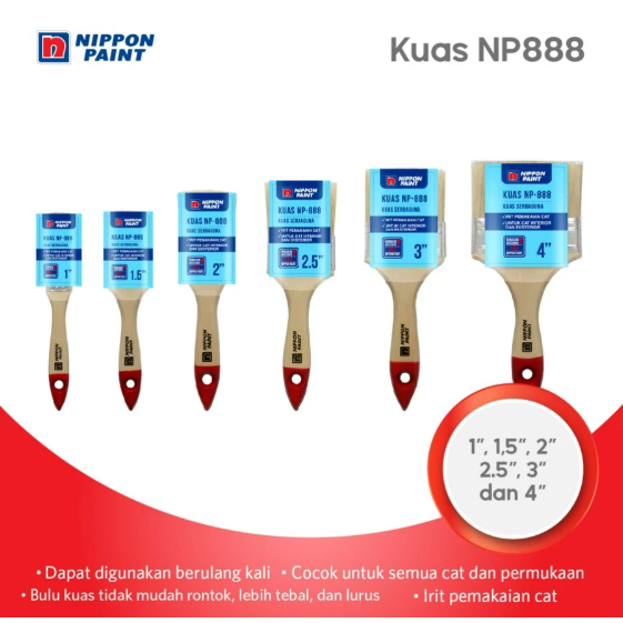 KUAS CAT TEMBOK KAYU BESI BRUSH Nippon Kuas NP888 Kuas Serba Guna