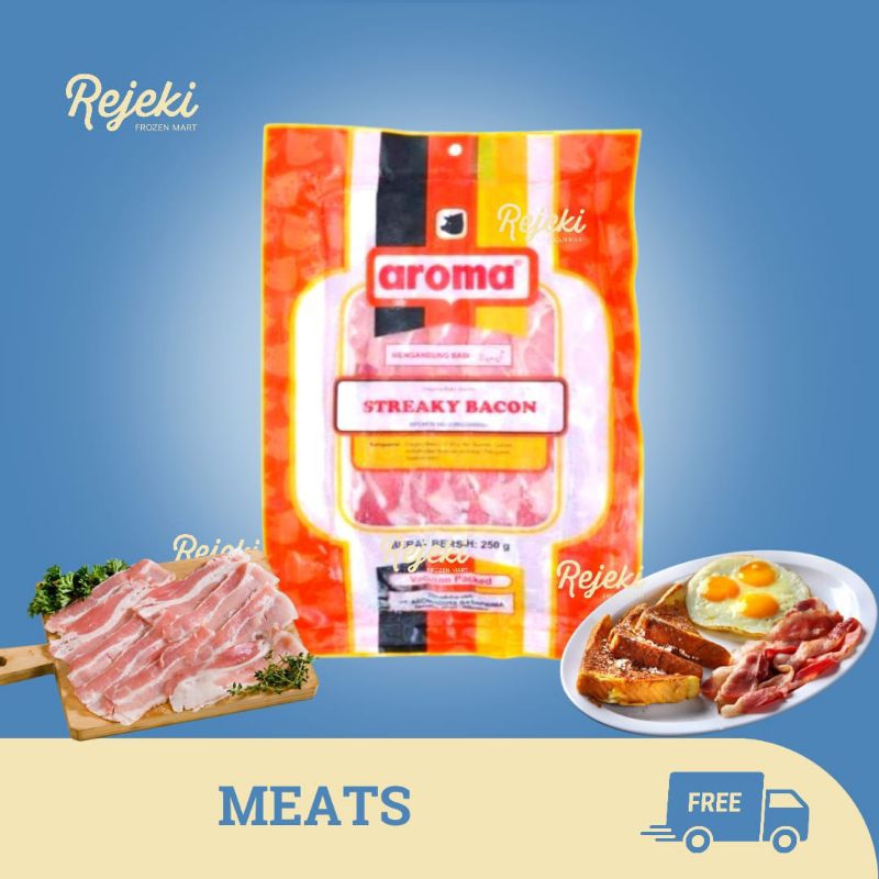 

Aroma Pork Streaky Bacon Meat Babi Slice 250gr - Rejeki Frozen Mart