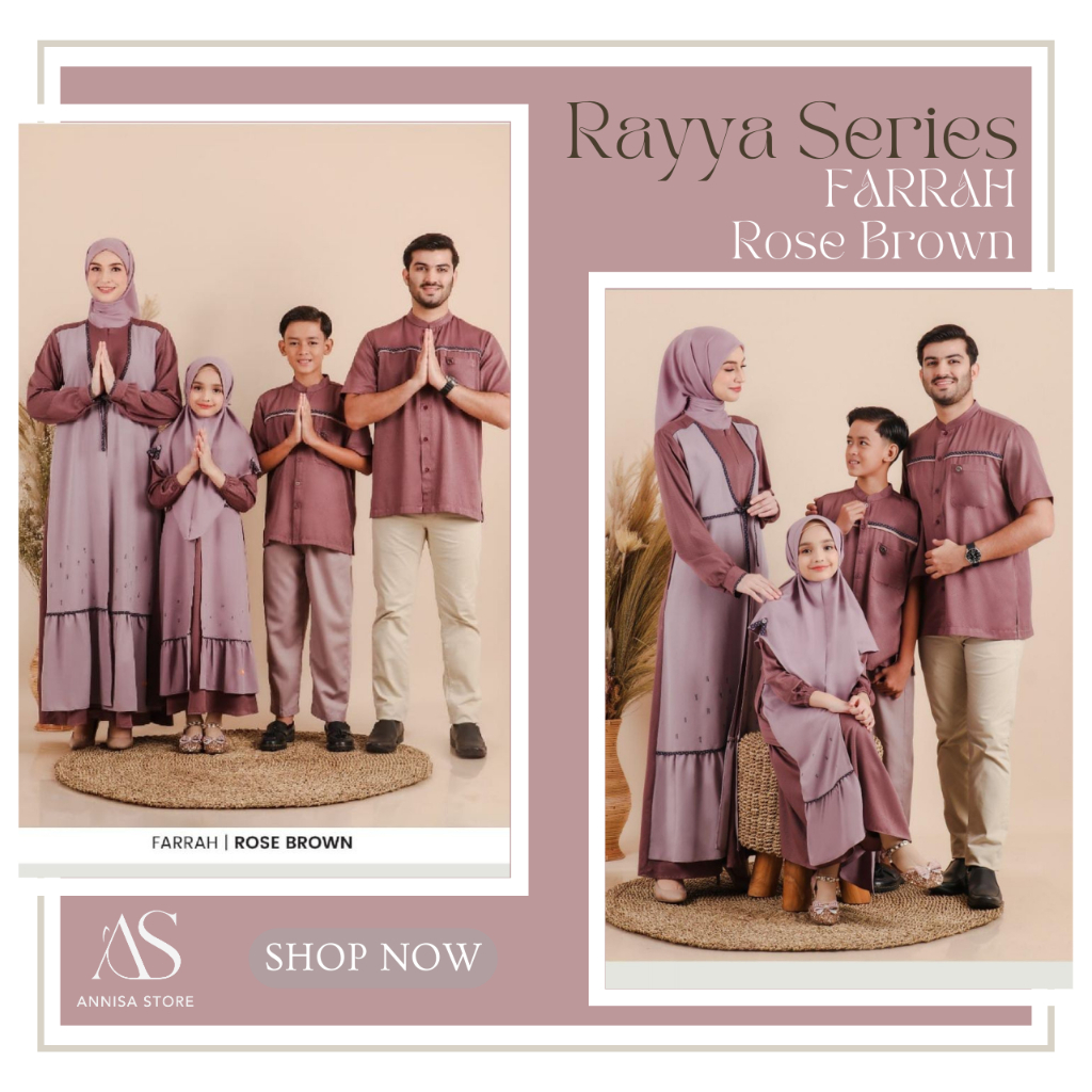 BAJU SARIMBIT KELUARGA NIBRAS RAYYA SERIES FARRAH ROSE BROWN
