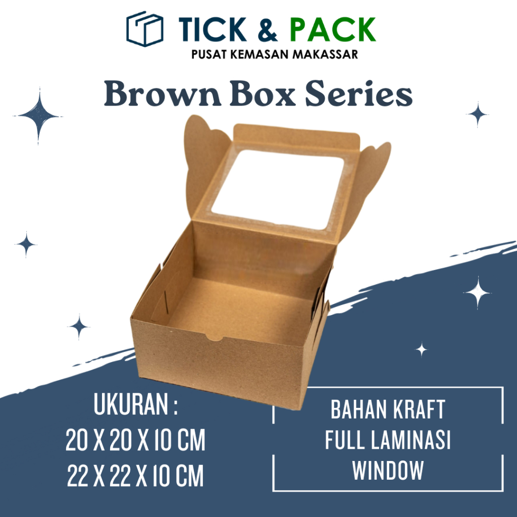 

[ Isi 10 ] Dus Kraft Box Laminasi 20x20x10 CM Kemasan Kue Packaging Box Kotak Kue Karton