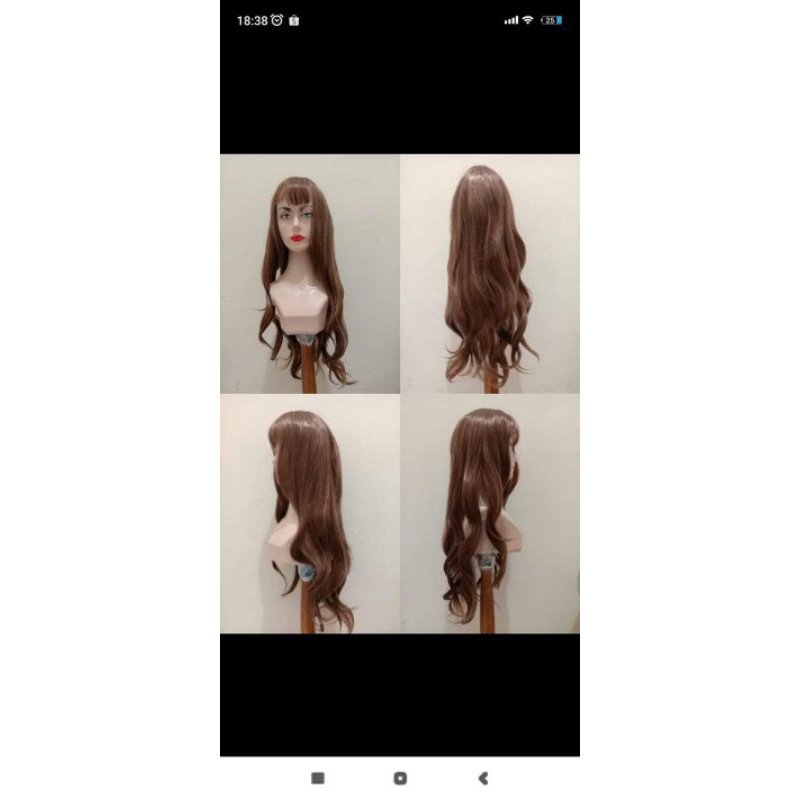 wig daily wig cosplay wig coklat panjang wig Curly