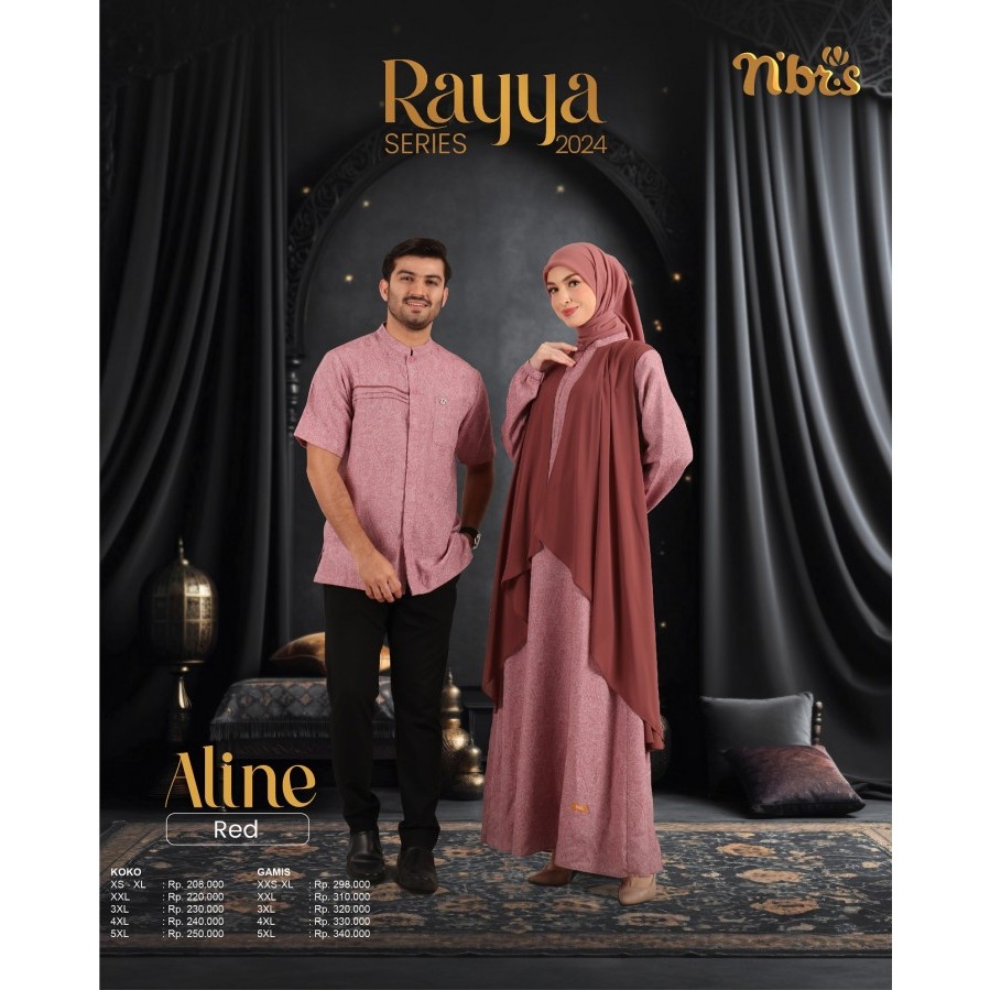 Gamis Sarimbit Nibras Terbaru ALINE RED Gamis Couple Lebaran Termurah Gamis set Pakaian Keluarga